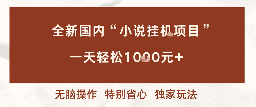 免费教程-全新国内小说挂G项目,多窗口无脑跑,一天轻松1k+,特别省心【揭秘】-知铺资源网