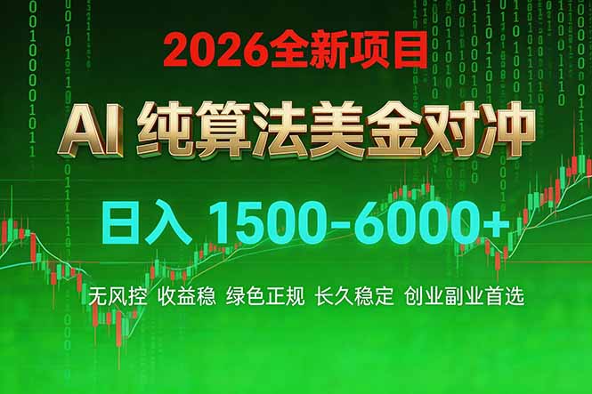 免费教程-2026 全新美金对冲项目,不套平台赠金,不封号,纯算法对冲,日入 1500-6000+-知铺资源网