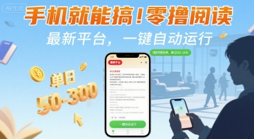 免费源码-手机就能搞!零撸阅读挂G,最新平台,一键自动运行,随时随地挣,单日50-3张+【揭秘】-知铺资源网