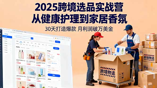 免费教程-2025跨境选品实战营:从健康护理到家居香氛,30天打造爆款,月利润破万美金-知铺资源网