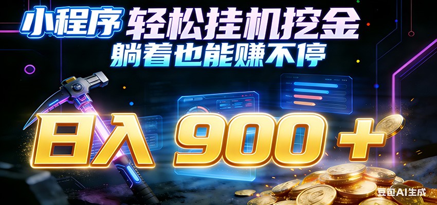 免费教程-小程序挂机挖金，自动赚金币换现金，多号并行日入900+，轻松搞副业-知铺资源网