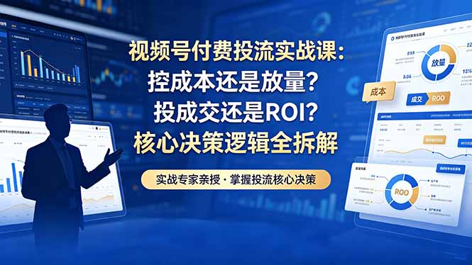 免费教程-视频号付费投流实战课-5月:控成本还是放量?投成交还是ROI?核心决策逻辑全拆解-知铺资源网