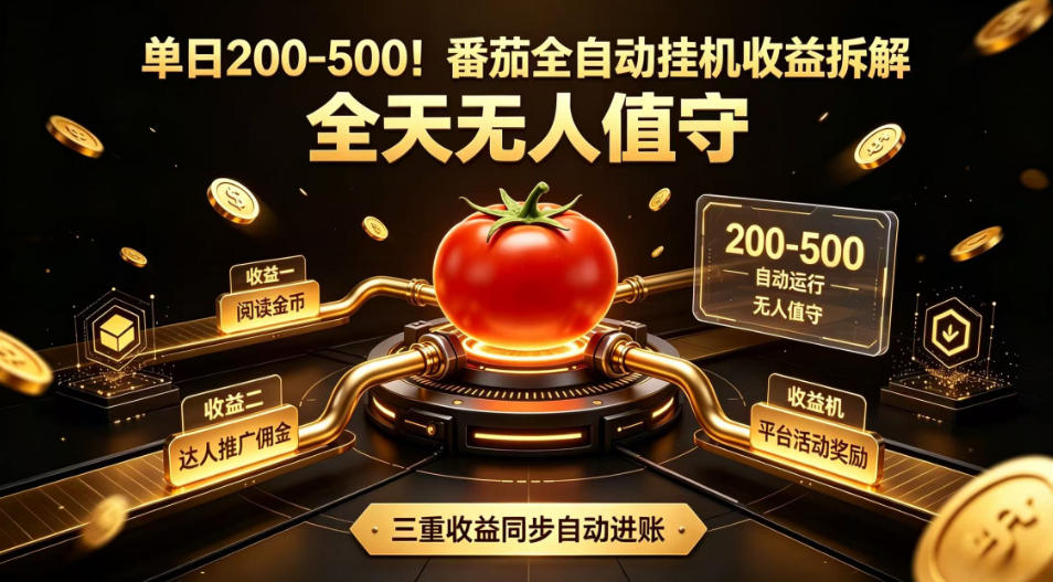 免费教程-单日200-500!番茄全自动挂G收益拆解,全天无人值守,矩阵操作收益翻倍【揭秘】-知铺资源网
