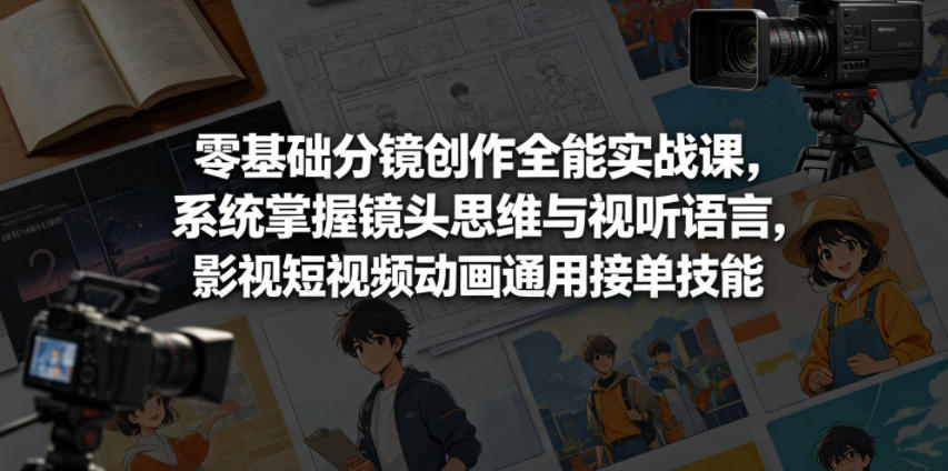 免费教程-零基础分镜创作全能实战课,系统掌握镜头思维与视听语言,影视短视频动画通用接单技能-知铺资源网