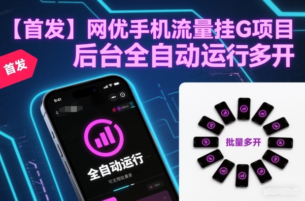 免费教程-【首发】网优手机流量挂G项目，后台全自动运行，可无限批量多开【揭秘】-知铺资源网
