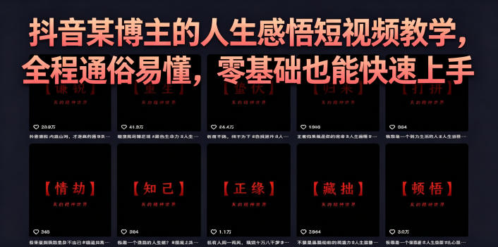 免费教程-抖音某博主的灰太狼人生感悟短视频教学,全程通俗易懂,零基础也能快速上手-知铺资源网