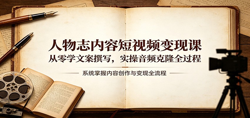 免费教程-人物志内容短视频变现课:从零学文案撰写,实操音频克隆全过程-知铺资源网