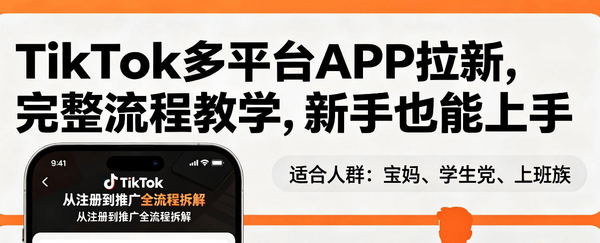 免费教程-TikTok多平台APP拉新,完整流程教学,新手也能上手,轻松出海搞美金-知铺资源网