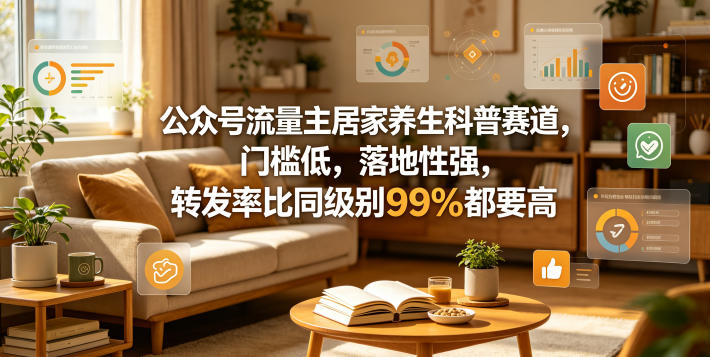 免费教程-公众号流量主居家养生科普赛道，门槛低，落地性强，转发率比同级别99％都要高-知铺资源网