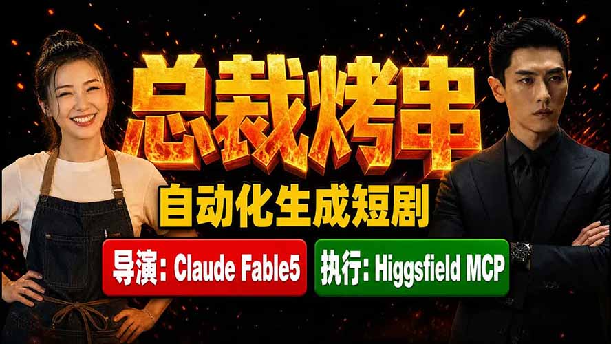 免费教程-《总裁烤串》真人短剧全自动诞生！Claude Fable5 当导演，Higgsfield MCP 执行！-知铺资源网