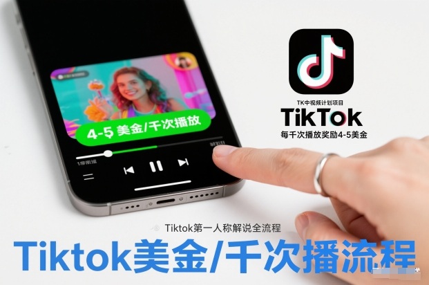 免费教程-TK中视频计划项目,Tiktok第一人称解说流程,每干次播放奖励4-5美金-知铺资源网
