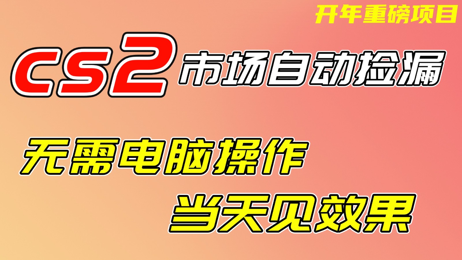免费资源-CS2市场挂机项，无需电脑操作，无需进入游戏，当天见效果，支持任何形式验证-知铺资源网