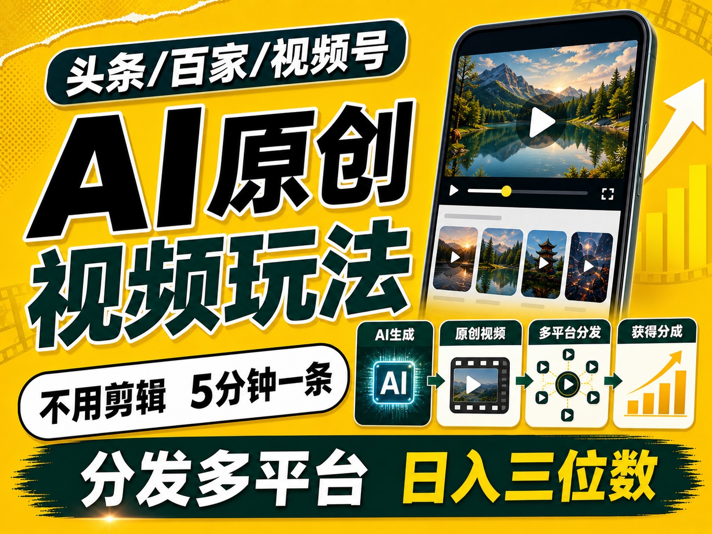 免费资源-2026头条百家号升级玩法 5分钟一条原创视频 发多平台赚收-知铺资源网