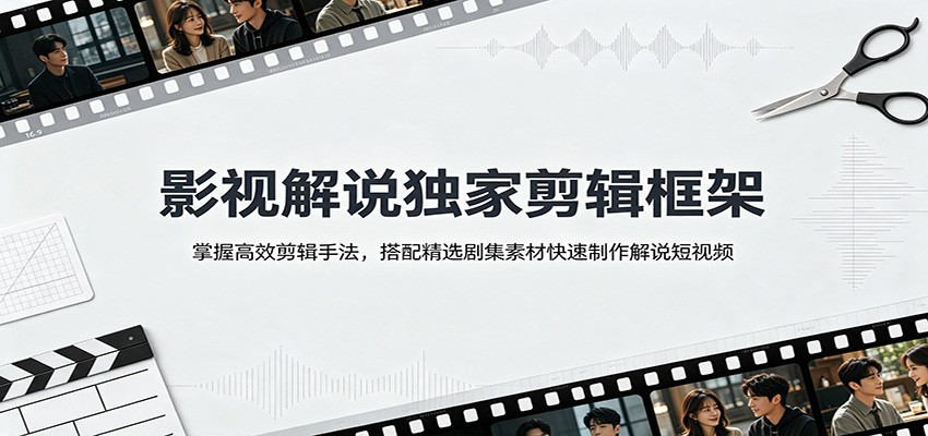 影视解说独家剪辑框架：掌握高效剪辑手法，搭配精选剧集素材快速制作解说短视频-知铺资源网
