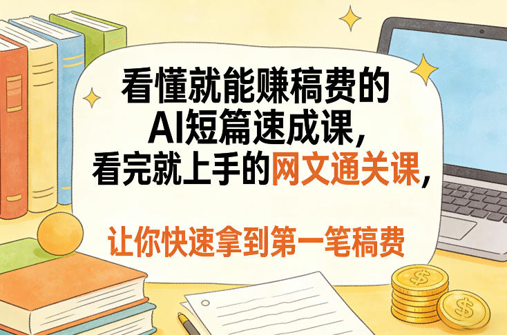 免费资源-看懂就能賺稿费的AI短篇速成课,看完就上手的网文通关课,让你快速拿到第一笔稿费(更新8月)-知铺资源网