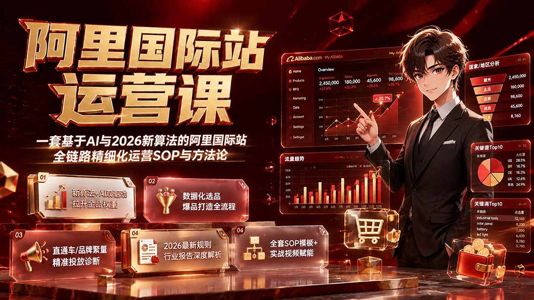 免费资源-阿里国际站运营课:一套基于AI与2026新算法的阿里国际站全链路精细化运营SOP与方法论(更新-知铺资源网