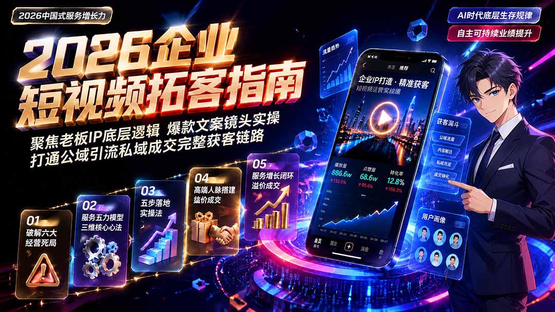 免费资源-2026AI时代服务增长力实战课-无水印|五力模型三维心法教学,破解门店客源流失低价内卷实现长效业绩增长-知铺资源网
