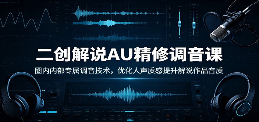 免费资源-二创解说AU精修调音课：圈内内部专属调音技术，优化人声质感提升解说作品音质-知铺资源网
