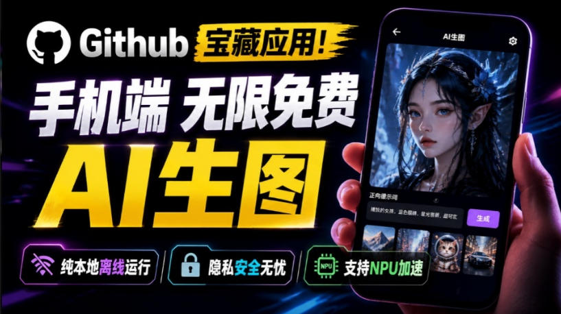 Github宝藏应用!手机端无限免费AI生图,纯本地离线运行,支持NPU加速斩获3.1k stars,local-dream-知铺资源网