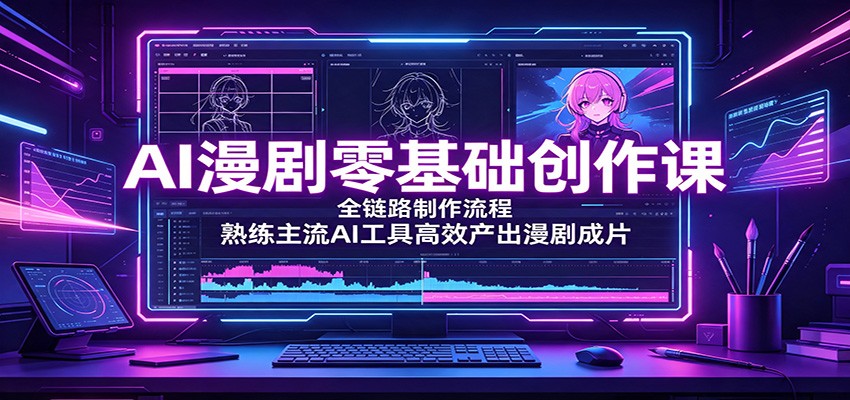 免费资源-AI漫剧零基础创作课：全链路制作流程，熟练主流AI工具高效产出漫剧成片-知铺资源网