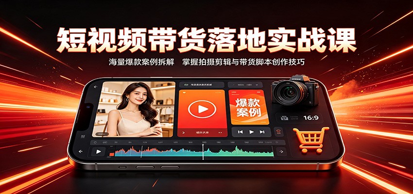 免费资源-短视频带货落地实战课:海量爆款案例拆解,掌握拍摄剪辑与带货脚本创作技巧-知铺资源网