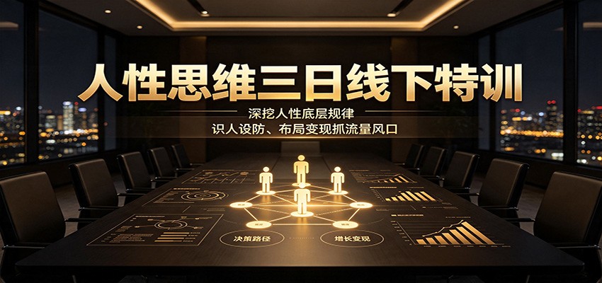 免费资源-人性思维三日线下特训:深挖人性底层规律,识人设防、布局变现抓流量风口-知铺资源网