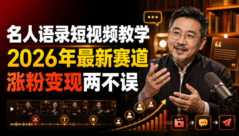 免费资源-名人语录短视频教学，2026年最新赛道，涨粉变现两不误-知铺资源网