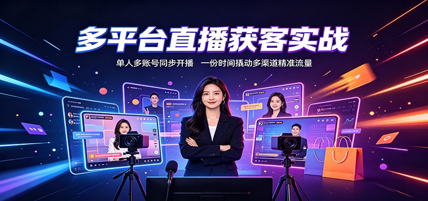 免费资源-多平台直播获客实战：单人多账号同步开播，一份时间撬动多渠道精准流量-知铺资源网