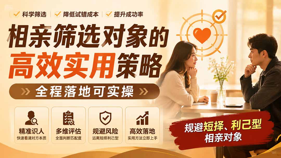 免费资源-付费文章:相亲筛选对象的高效实用策略,全程落地可实操,规避短择、利己型相亲对象-知铺资源网