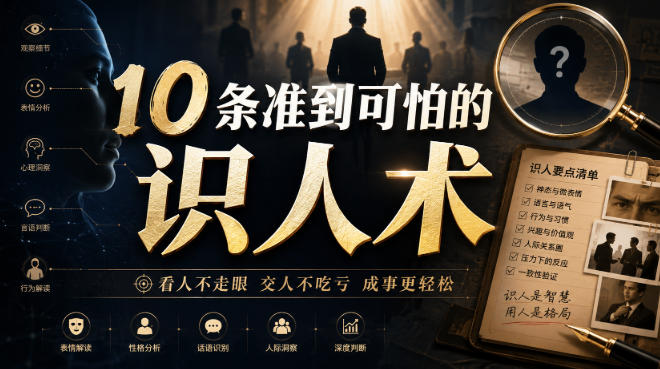 免费资源-付费文章:10条准到可怕的识人术-知铺资源网