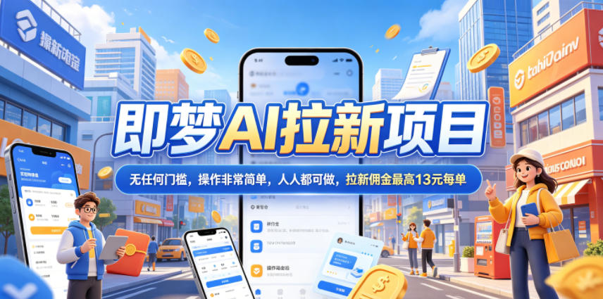 免费资源-2026年即梦AI拉新项目最新玩法，无任何门槛，操作非常简单，人人都可做，拉新佣金最高13米每单(更新08月07日)-知铺资源网