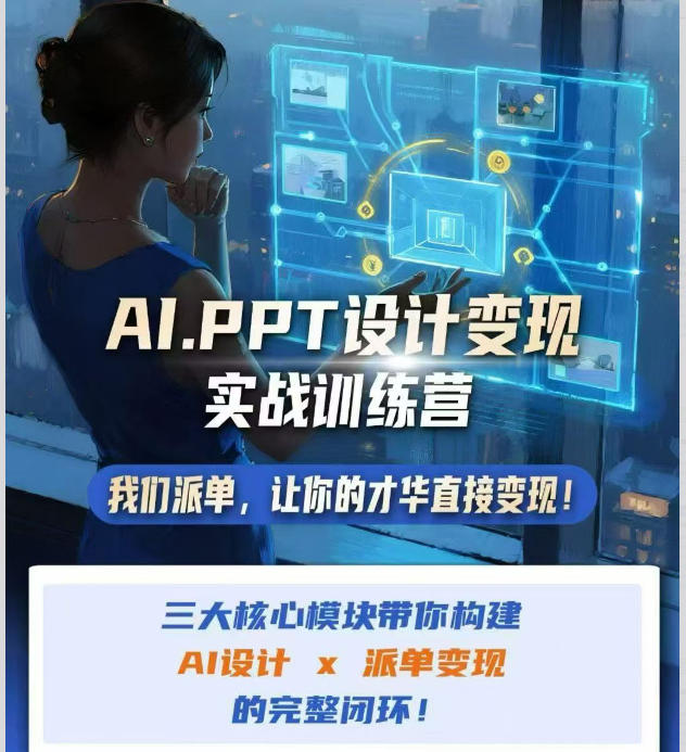 免费资源-AI+PPT设计变现实战训练营，我们派单，让你的才华直接变现，三大核心模块带你构建Al设计x派单变现的完整闭环-知铺资源网