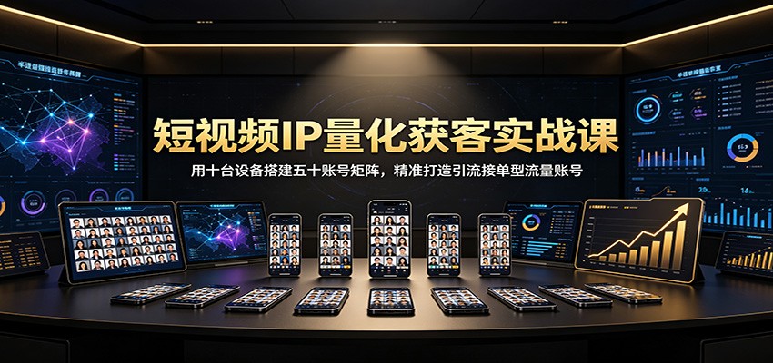 免费资源-短视频IP量化获客实战课:用十台设备搭建五十账号矩阵,精准打造引流接单型流量账号-知铺资源网
