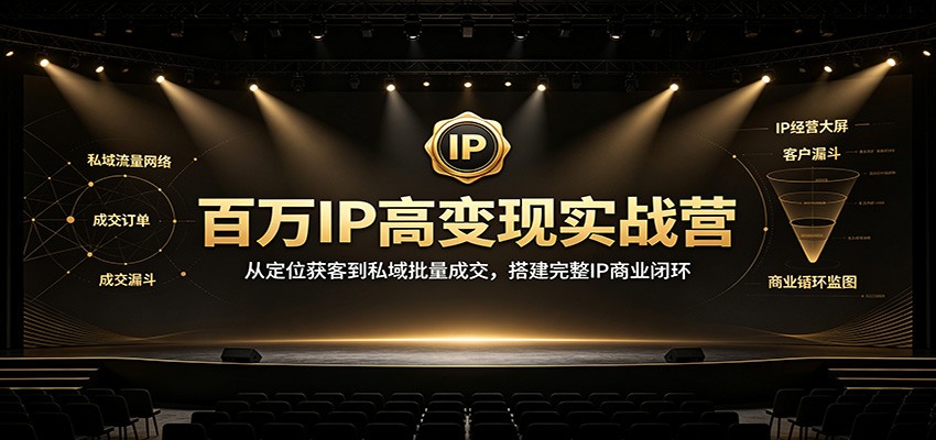 免费资源-百万IP高变现实战营：从定位获客到私域批量成交，搭建完整IP商业闭环-知铺资源网