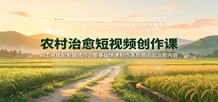 免费资源-农村治愈短视频创作课：AI工具搭配剪辑技巧，零基础快速制作高质感田园治愈内容-知铺资源网
