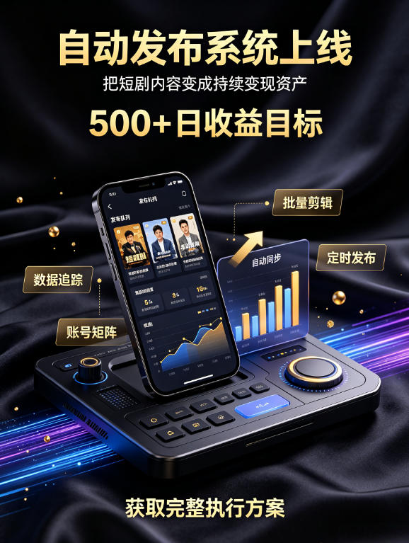 免费资源-还在找靠谱线上副业？快手短剧项目，全程自动发布内容，不用熬夜做视频，轻松日入500+【揭秘】-知铺资源网