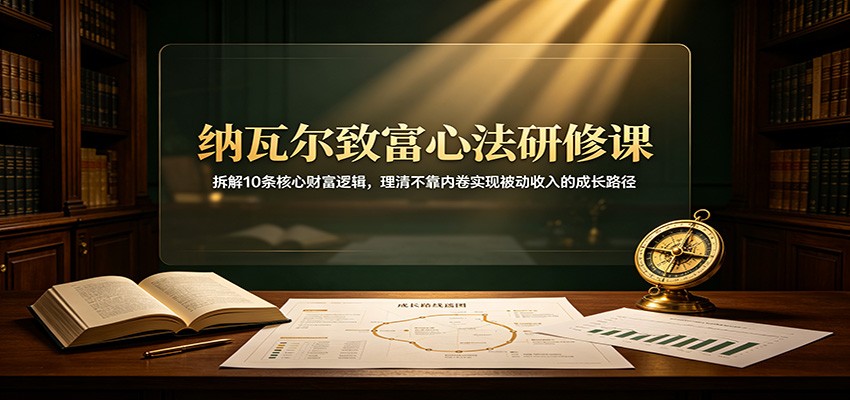 免费资源-纳瓦尔致富心法研修课:拆解10条核心财富逻辑,理清不靠内卷实现被动收入的成长路径-知铺资源网