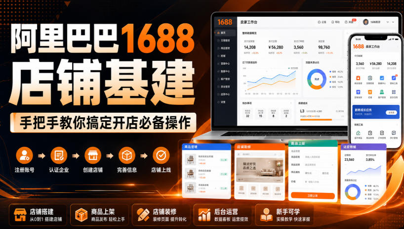 免费资源-阿里巴巴1688店铺基建,手把手教你搞定开店必备操作(更新8月)-知铺资源网