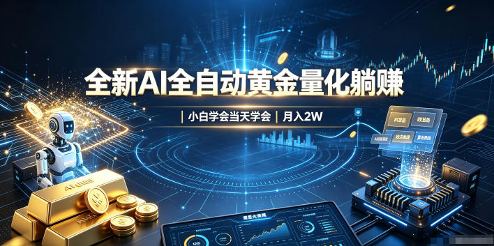免费资源-全新AI全自动黄金量化躺賺：小白学会当天学会，月入2W！【揭秘】-知铺资源网