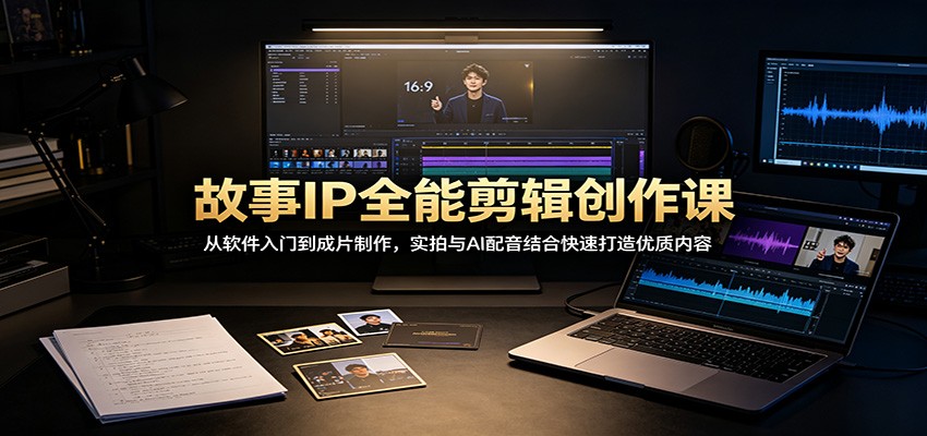 免费资源-故事IP全能剪辑创作课：从软件入门到成片制作，实拍与AI配音结合快速打造优质内容-知铺资源网