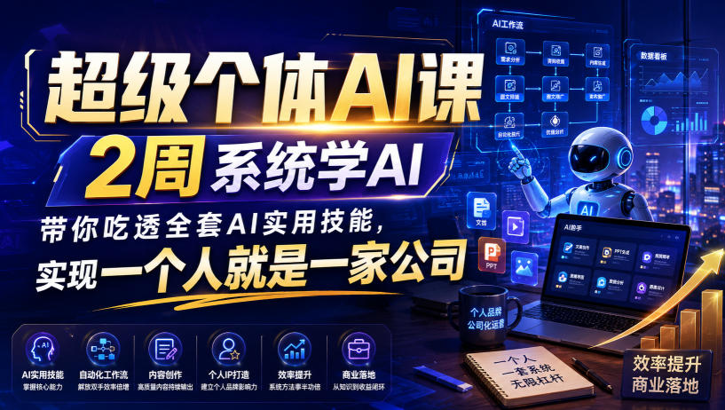 免费资源-超级个体AI课，2周系统学AI，带你吃透全套AI实用技能，实现一个人就是一家公司-知铺资源网