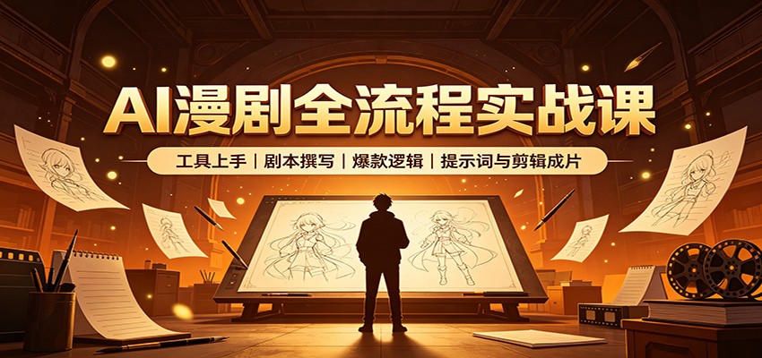 免费资源-AI漫剧全流程实战课：工具上手、剧本撰写、爆款逻辑、提示词与剪辑成片-知铺资源网
