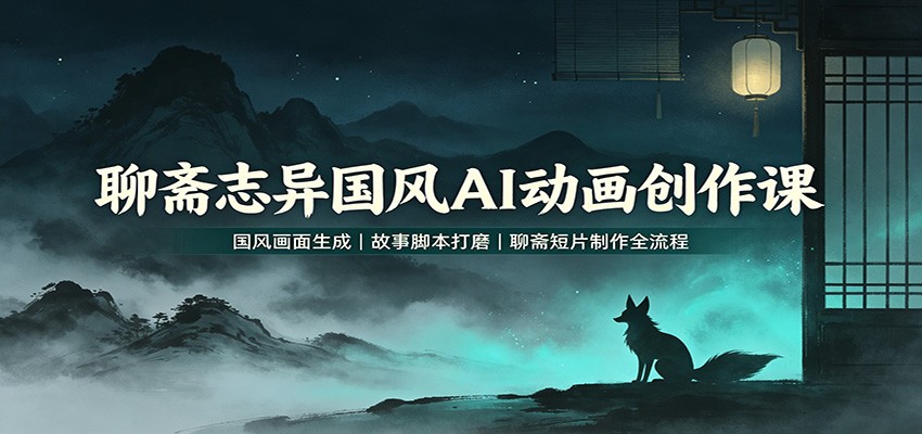 免费资源-聊斋志异国风AI动画创作课：国风画面生成，故事脚本打磨，聊斋短片制作全流程-知铺资源网