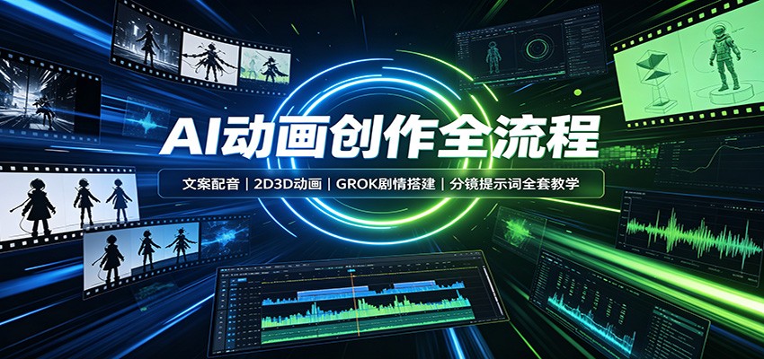 免费资源-AI动画创作全流程：文案配音，2D3D动画，GROK剧情搭建，分镜提示词全套教学-知铺资源网