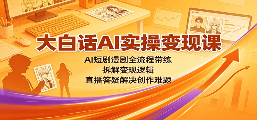 免费资源-大白话AI实操变现课：AI短剧漫剧全流程带练，拆解变现逻辑，直播答疑解决创作难题-知铺资源网