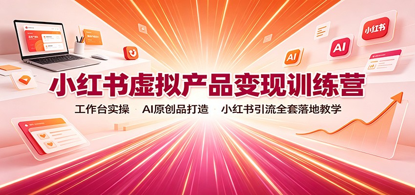 免费资源-小红书虚拟产品变现训练营：工作台实操，AI原创品打造，小红书引流全套落地教学-知铺资源网
