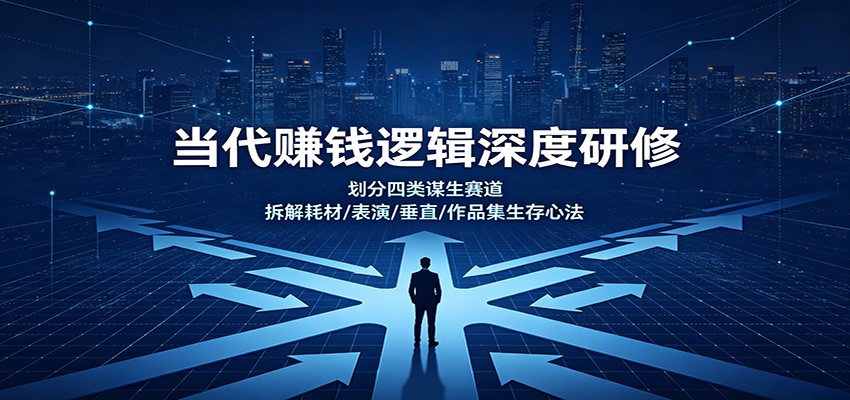免费资源-当代赚钱逻辑深度研修:划分四类谋生赛道,拆解耗材/表演/垂直/作品集生存心法-知铺资源网