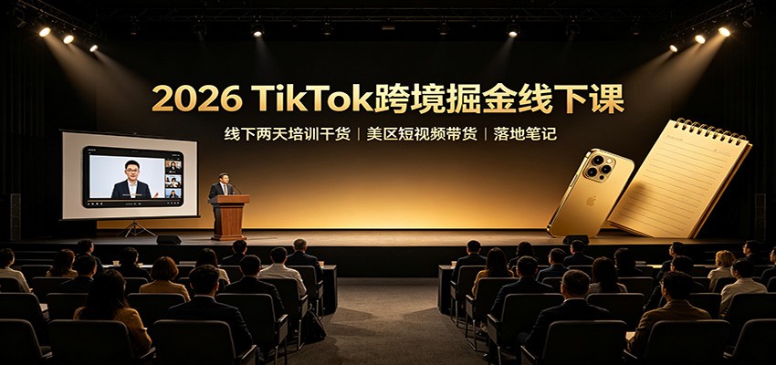 免费资源-2026 TikTok跨境掘金线下课：线下两天培训干货，美区短视频带货落地笔记-知铺资源网