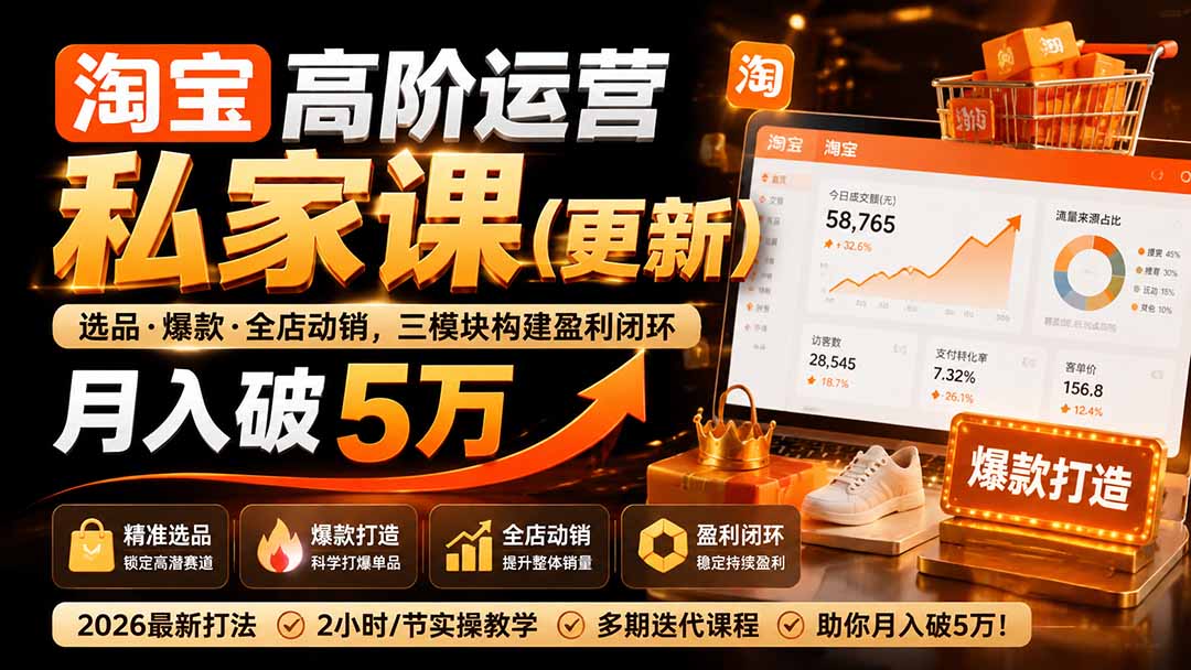 免费资源-淘宝高阶运营私家课(更新26年-知铺资源网