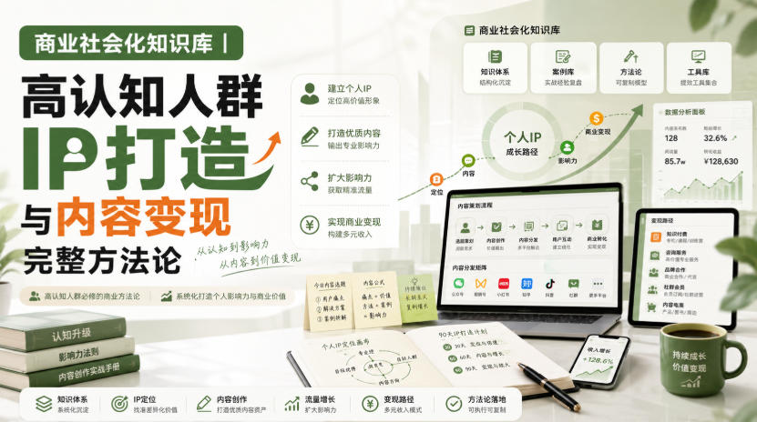免费资源-商业社会化知识库｜高认知人群IP打造与内容变现完整方法论【文档】-知铺资源网
